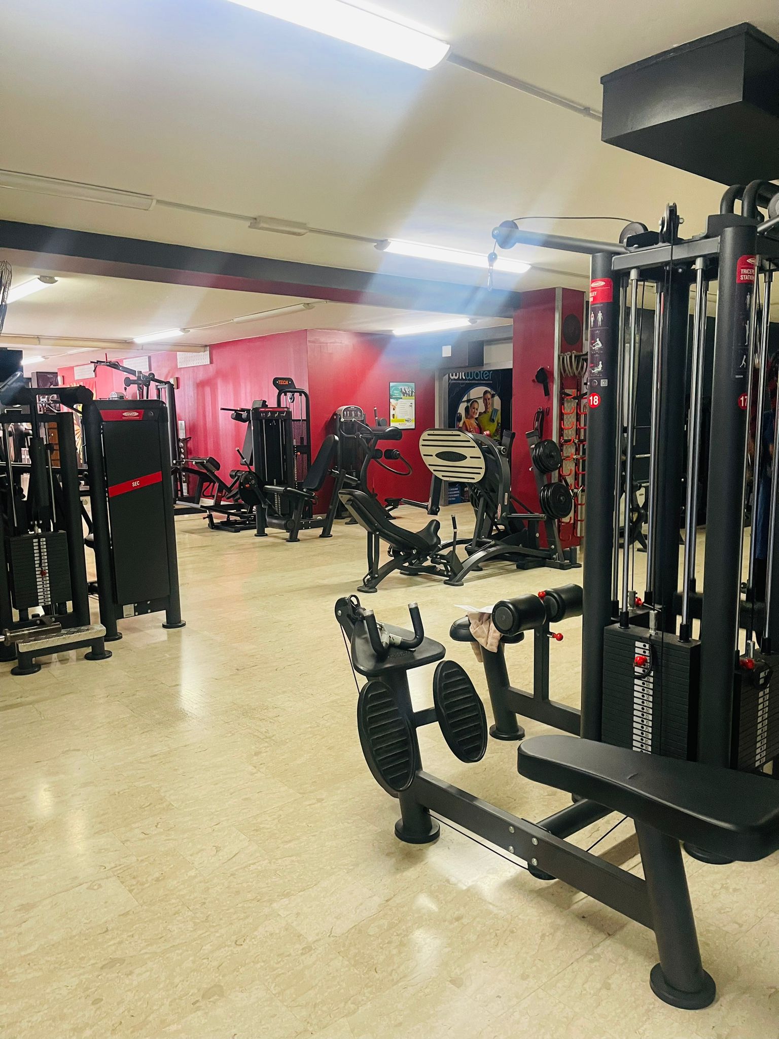 Interno panoramico della palestra Golden Gym a Mori (TN), Vallagarina — sala attrezzi e zona pesi